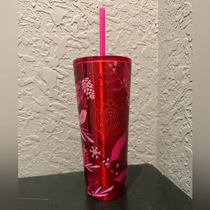 Starbucks 2021 Red and Pink Pinecone Stainless Steel Tumbler